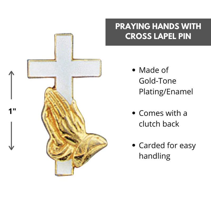 Autom Cross & Praying Hands Gold Plated Lapel Pin - Image 2